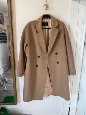 Double-Breasted Camel Pea Coat